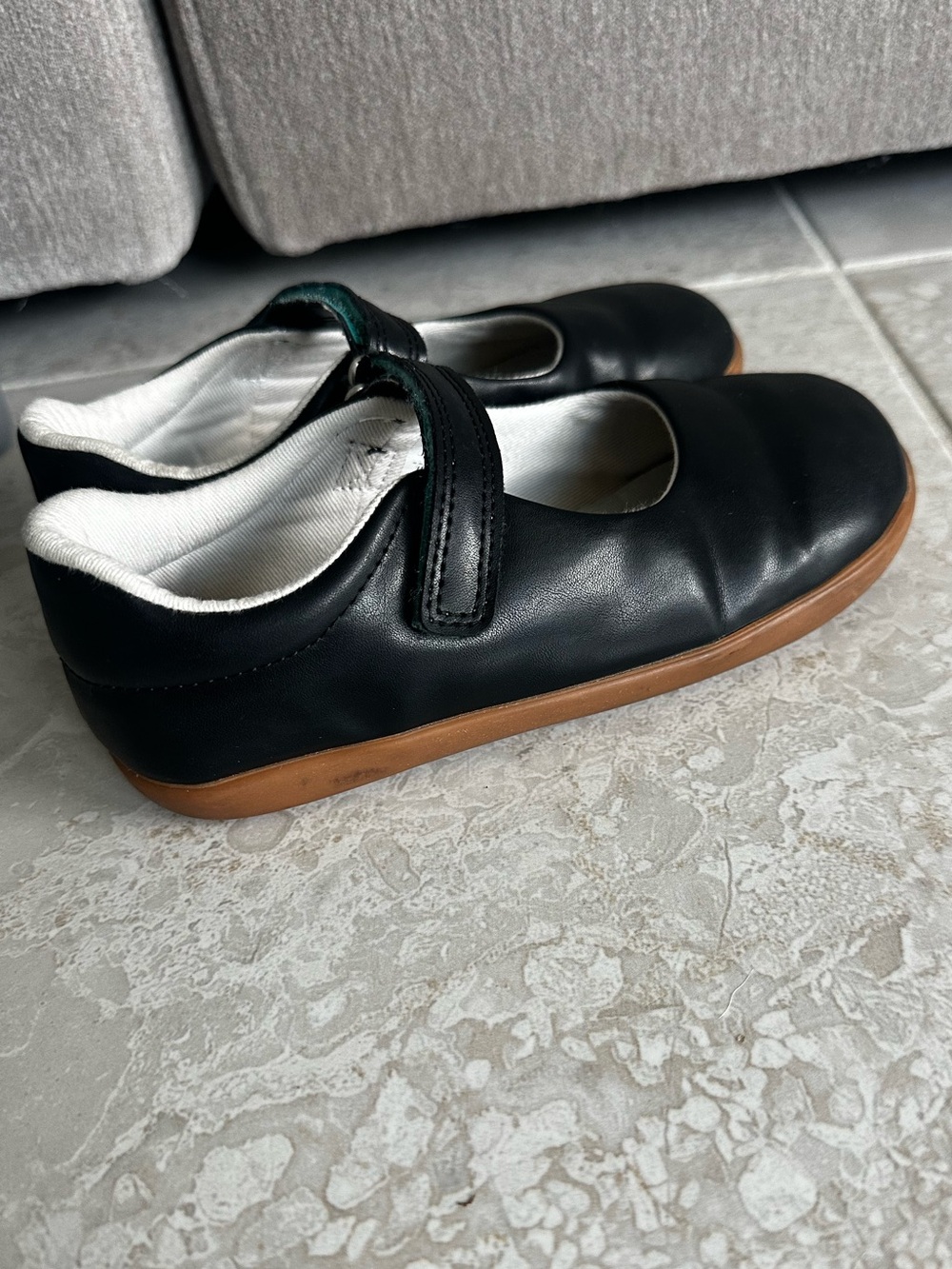 Girls Black Mary Jane Shoes with Tan Sole